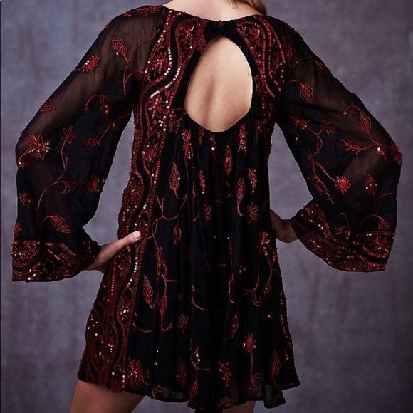 SOLD/RARE Free people my Beloved Georgette Sequin Dress - Picture 4 of 7